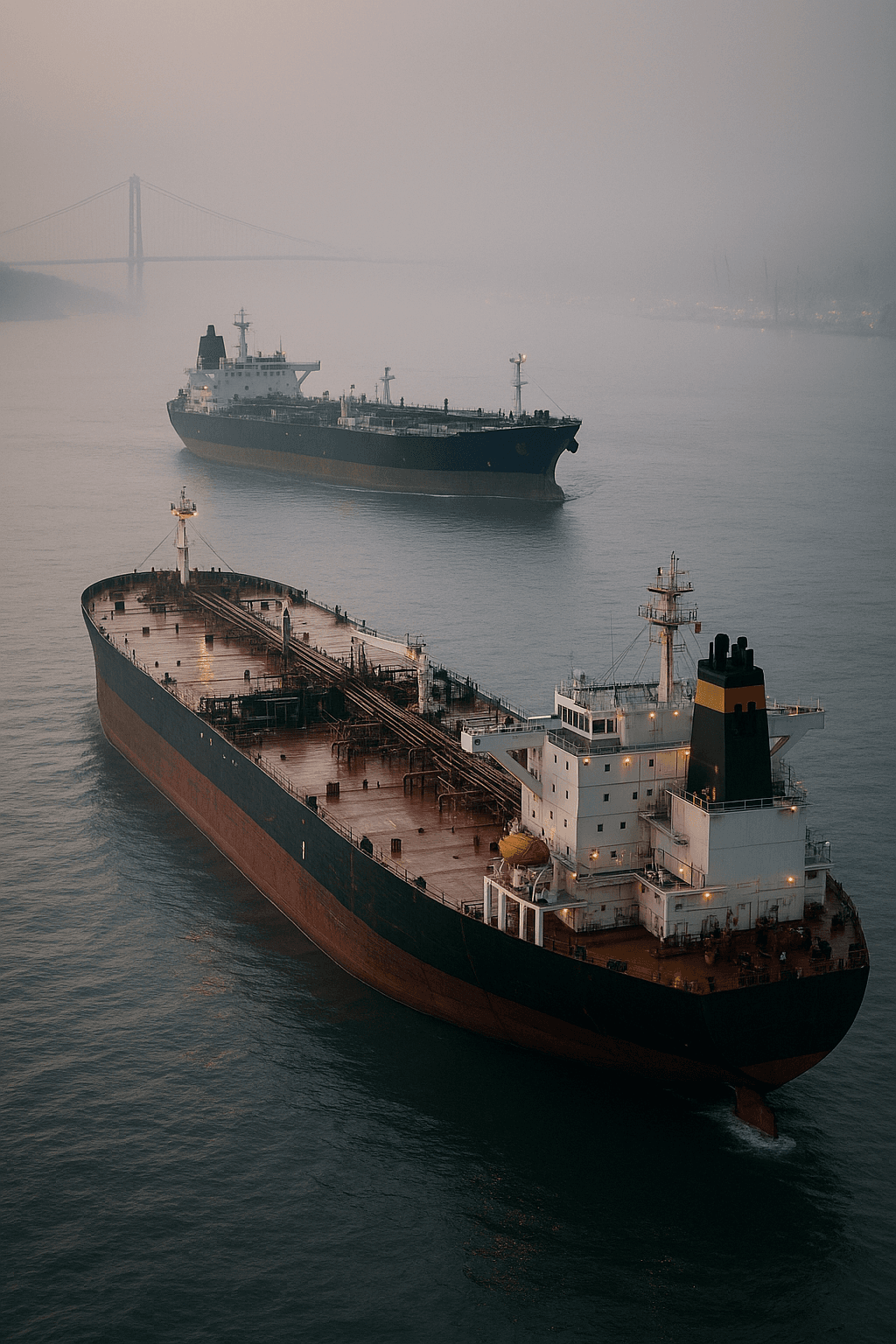 Global marine oil transport illustration